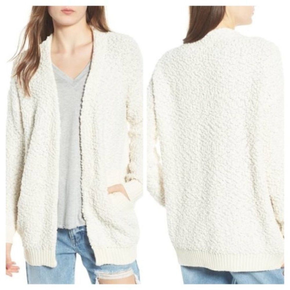 Dreamers Nubby Knit Open Front Cardigan - size Small in Ivory